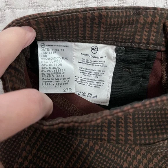 AG ADRIANO GOLDSCHMIED PRIMA ANKLE IN HOUNDSTOOTH PLAID FOLKSTONE SIZE 27 - Picture 11 of 15